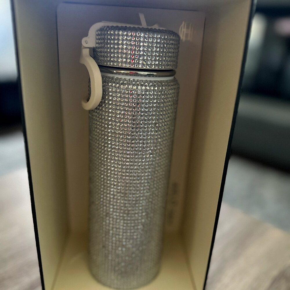House of Harlow 1960 Black Bling Crystal Water Bottle Arlo 24 oz Insulated New